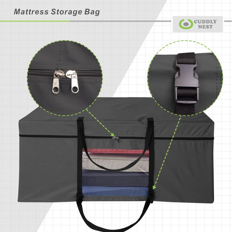 Cuddly Nest Folding Mattress Storage Bag - Heavy Duty Carry Case for Tri-Fold Guest Bed (Fits 4" NARROW TWIN & COT Mattress,Black) - Image 5